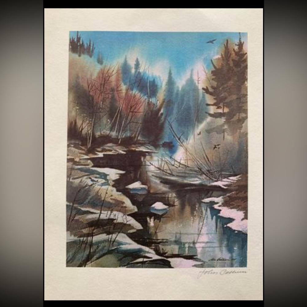 John Gallucci signed  watercolor of Adirondacks 11x14”